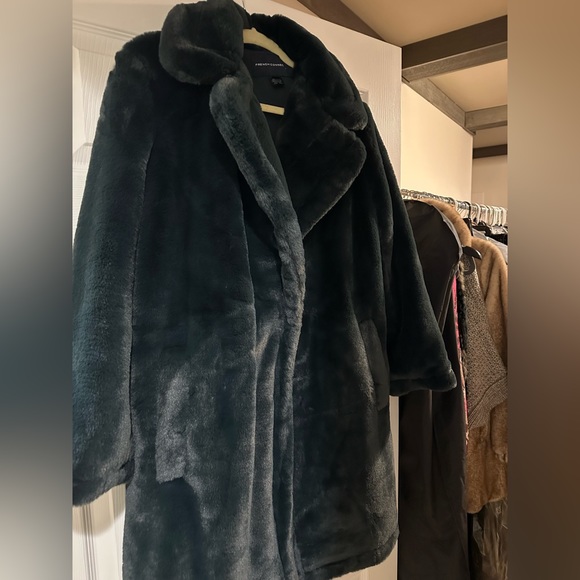 NWT French Connection Buona Faux Fur Coat in Dark Springs- Small $198 - Picture 3 of 4